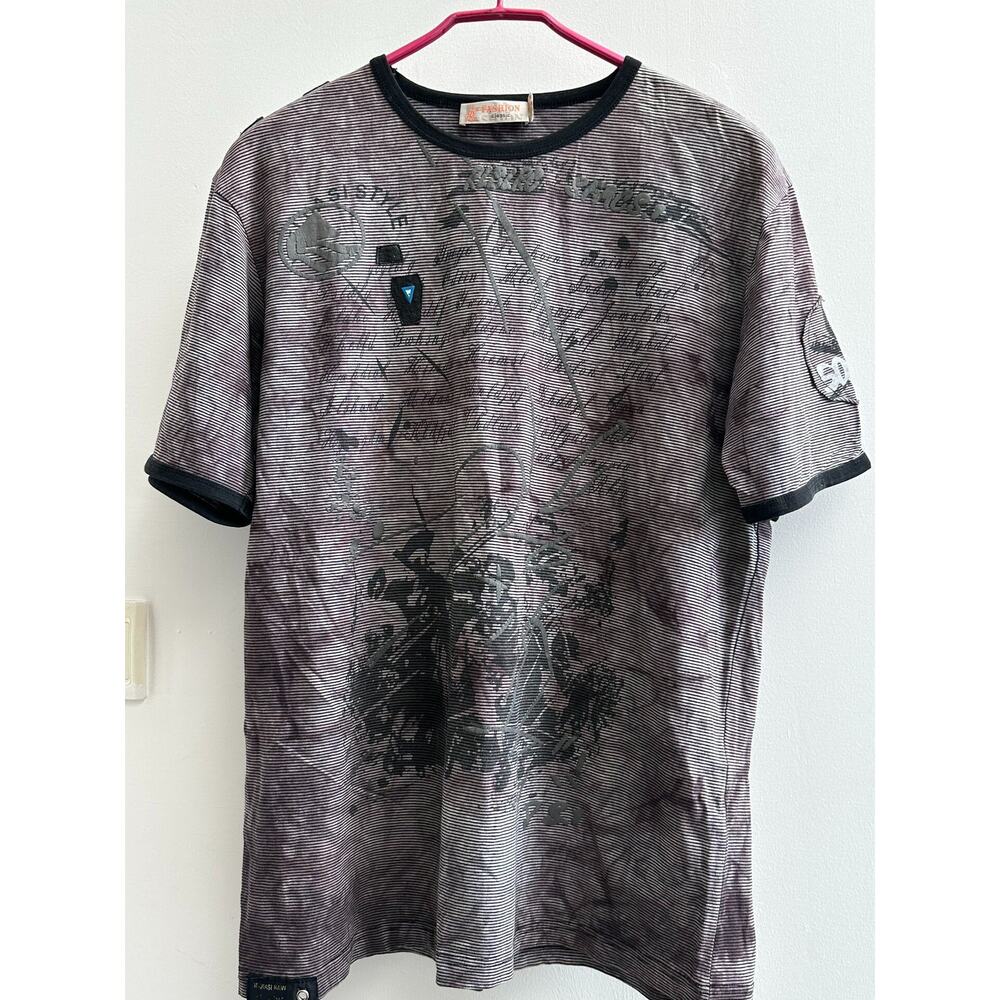 LGB Style Stripe-print Short-sleeved T-shirt Vintage Rafsimons Tee size L